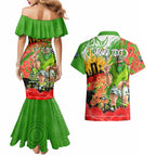 Personalised Mascot Raiders ANZAC Couples Matching Mermaid Dress and Hawaiian Shirt Lest We Forget