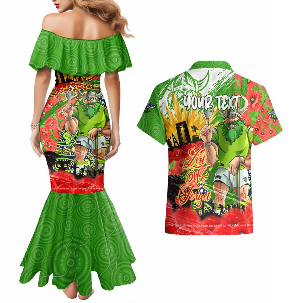 Personalised Mascot Raiders ANZAC Couples Matching Mermaid Dress and Hawaiian Shirt Lest We Forget
