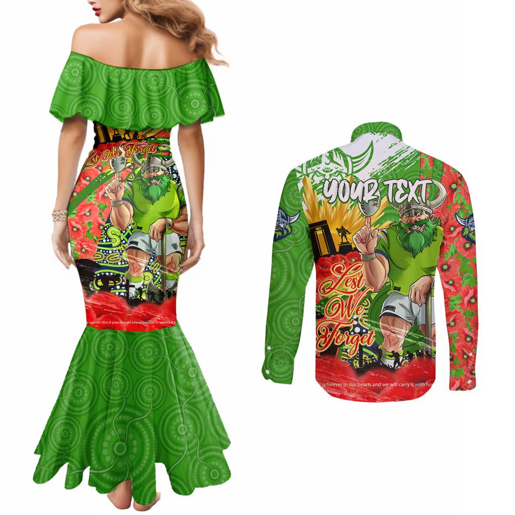 Personalised Mascot Raiders ANZAC Couples Matching Mermaid Dress and Long Sleeve Button Shirt Lest We Forget