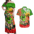 Personalised Mascot Raiders ANZAC Couples Matching Off Shoulder Maxi Dress and Hawaiian Shirt Lest We Forget