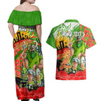 Personalised Mascot Raiders ANZAC Couples Matching Off Shoulder Maxi Dress and Hawaiian Shirt Lest We Forget