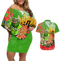 Personalised Mascot Raiders ANZAC Couples Matching Off Shoulder Short Dress and Hawaiian Shirt Lest We Forget