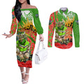 Personalised Mascot Raiders ANZAC Couples Matching Off The Shoulder Long Sleeve Dress and Long Sleeve Button Shirt Lest We Forget