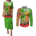 Personalised Mascot Raiders ANZAC Couples Matching Puletasi and Long Sleeve Button Shirt Lest We Forget
