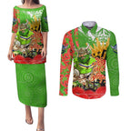 Personalised Mascot Raiders ANZAC Couples Matching Puletasi and Long Sleeve Button Shirt Lest We Forget