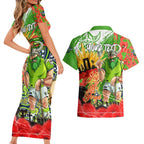 Personalised Mascot Raiders ANZAC Couples Matching Short Sleeve Bodycon Dress and Hawaiian Shirt Lest We Forget