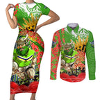 Personalised Mascot Raiders ANZAC Couples Matching Short Sleeve Bodycon Dress and Long Sleeve Button Shirt Lest We Forget