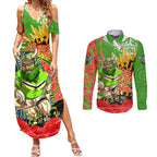 Personalised Mascot Raiders ANZAC Couples Matching Summer Maxi Dress and Long Sleeve Button Shirt Lest We Forget