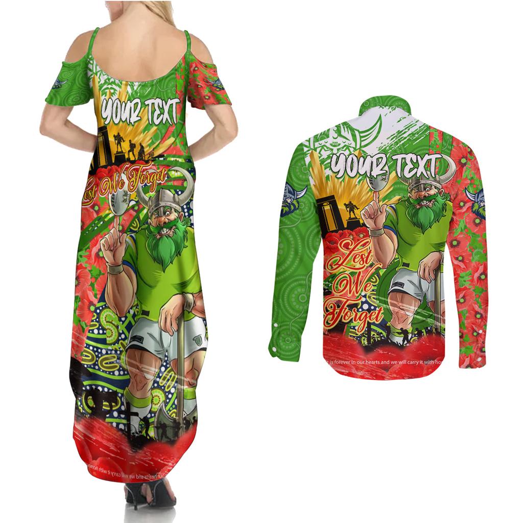 Personalised Mascot Raiders ANZAC Couples Matching Summer Maxi Dress and Long Sleeve Button Shirt Lest We Forget