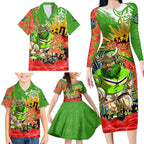 Personalised Mascot Raiders ANZAC Family Matching Long Sleeve Bodycon Dress and Hawaiian Shirt Lest We Forget