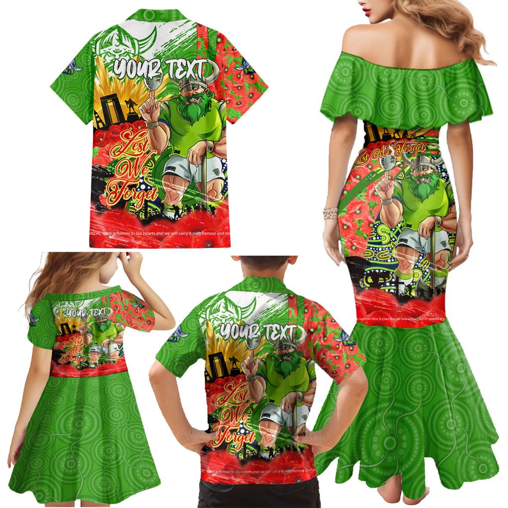Personalised Mascot Raiders ANZAC Family Matching Mermaid Dress and Hawaiian Shirt Lest We Forget