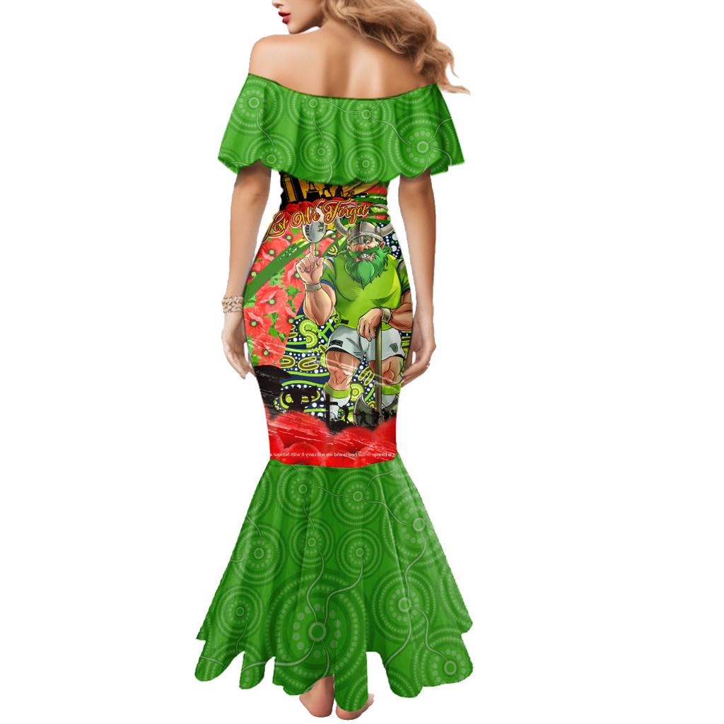 Personalised Mascot Raiders ANZAC Family Matching Mermaid Dress and Hawaiian Shirt Lest We Forget