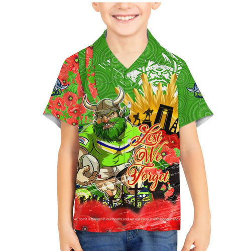 Personalised Mascot Raiders ANZAC Family Matching Mermaid Dress and Hawaiian Shirt Lest We Forget