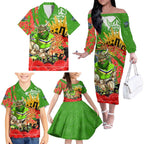 Personalised Mascot Raiders ANZAC Family Matching Off The Shoulder Long Sleeve Dress and Hawaiian Shirt Lest We Forget