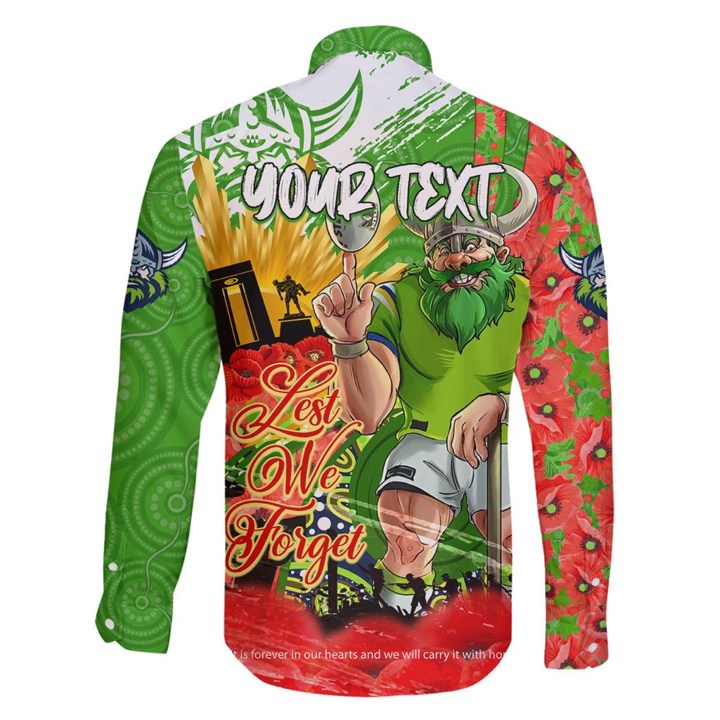 Personalised Mascot Raiders ANZAC Family Matching Off The Shoulder Long Sleeve Dress and Hawaiian Shirt Lest We Forget