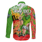 Personalised Mascot Raiders ANZAC Family Matching Off The Shoulder Long Sleeve Dress and Hawaiian Shirt Lest We Forget
