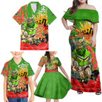 Personalised Mascot Raiders ANZAC Family Matching Off Shoulder Maxi Dress and Hawaiian Shirt Lest We Forget