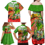 Personalised Mascot Raiders ANZAC Family Matching Off Shoulder Maxi Dress and Hawaiian Shirt Lest We Forget
