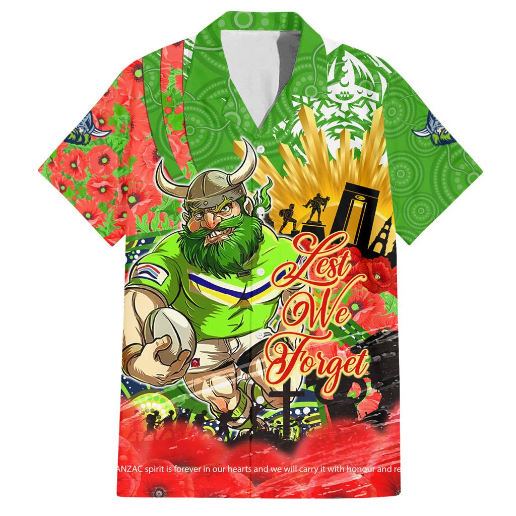 Personalised Mascot Raiders ANZAC Family Matching Off Shoulder Maxi Dress and Hawaiian Shirt Lest We Forget