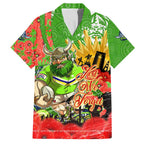 Personalised Mascot Raiders ANZAC Family Matching Off Shoulder Short Dress and Hawaiian Shirt Lest We Forget