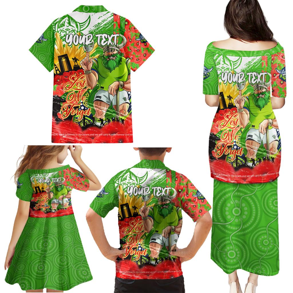 Personalised Mascot Raiders ANZAC Family Matching Puletasi and Hawaiian Shirt Lest We Forget