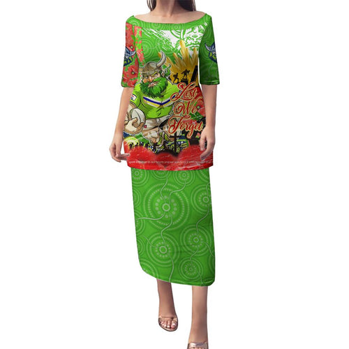 Personalised Mascot Raiders ANZAC Family Matching Puletasi and Hawaiian Shirt Lest We Forget