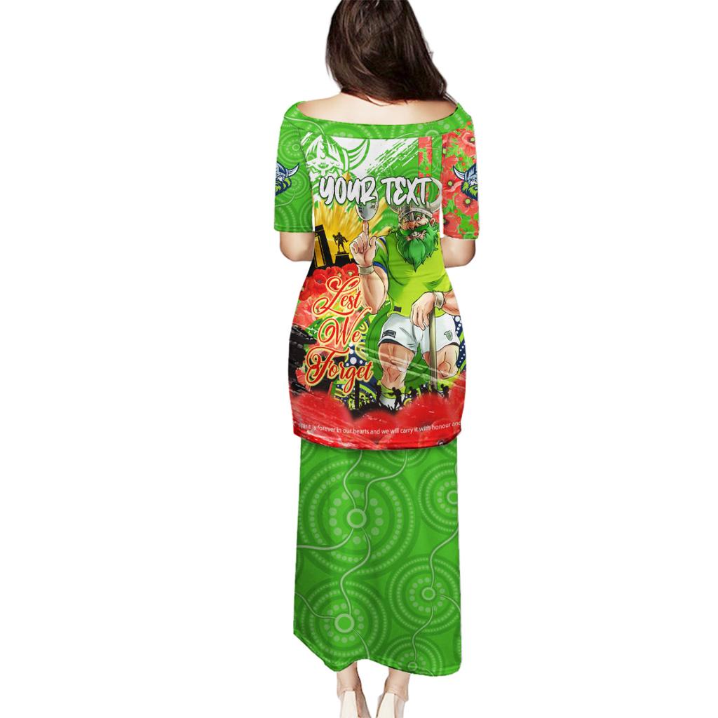 Personalised Mascot Raiders ANZAC Family Matching Puletasi and Hawaiian Shirt Lest We Forget