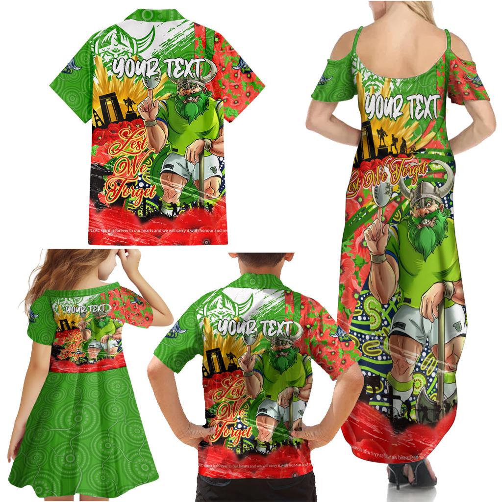 Personalised Mascot Raiders ANZAC Family Matching Summer Maxi Dress and Hawaiian Shirt Lest We Forget