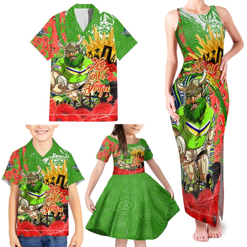 Personalised Mascot Raiders ANZAC Family Matching Tank Maxi Dress and Hawaiian Shirt Lest We Forget