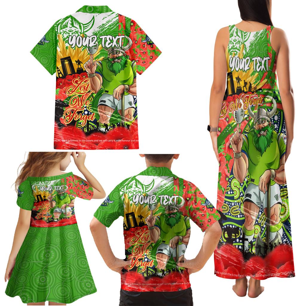 Personalised Mascot Raiders ANZAC Family Matching Tank Maxi Dress and Hawaiian Shirt Lest We Forget