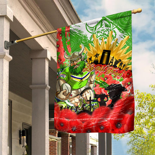 Personalised Mascot Raiders ANZAC Garden Flag Lest We Forget