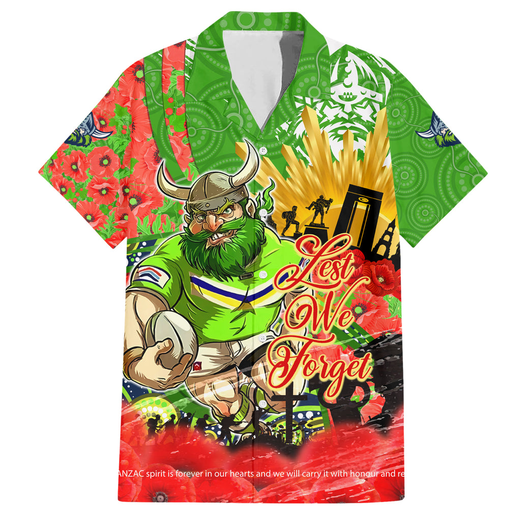 Personalised Mascot Raiders ANZAC Hawaiian Shirt Lest We Forget