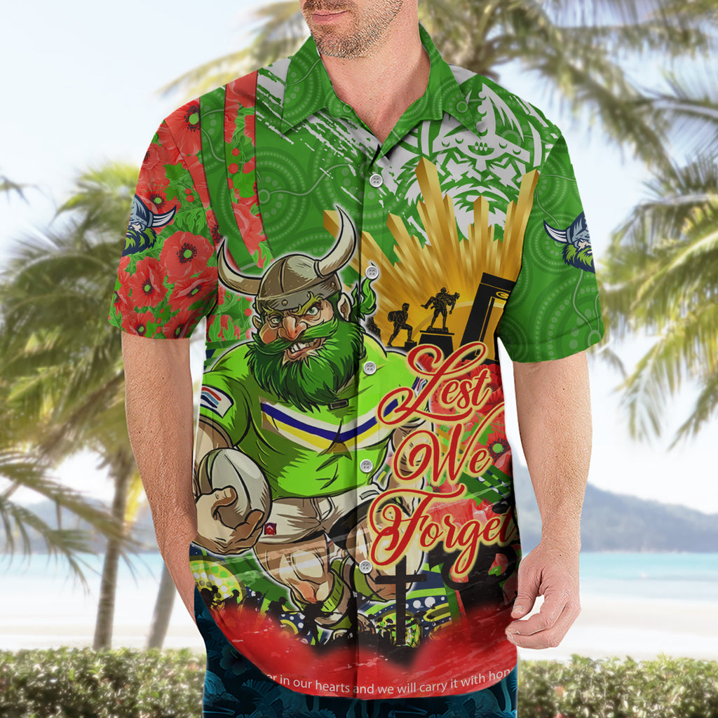 Personalised Mascot Raiders ANZAC Hawaiian Shirt Lest We Forget