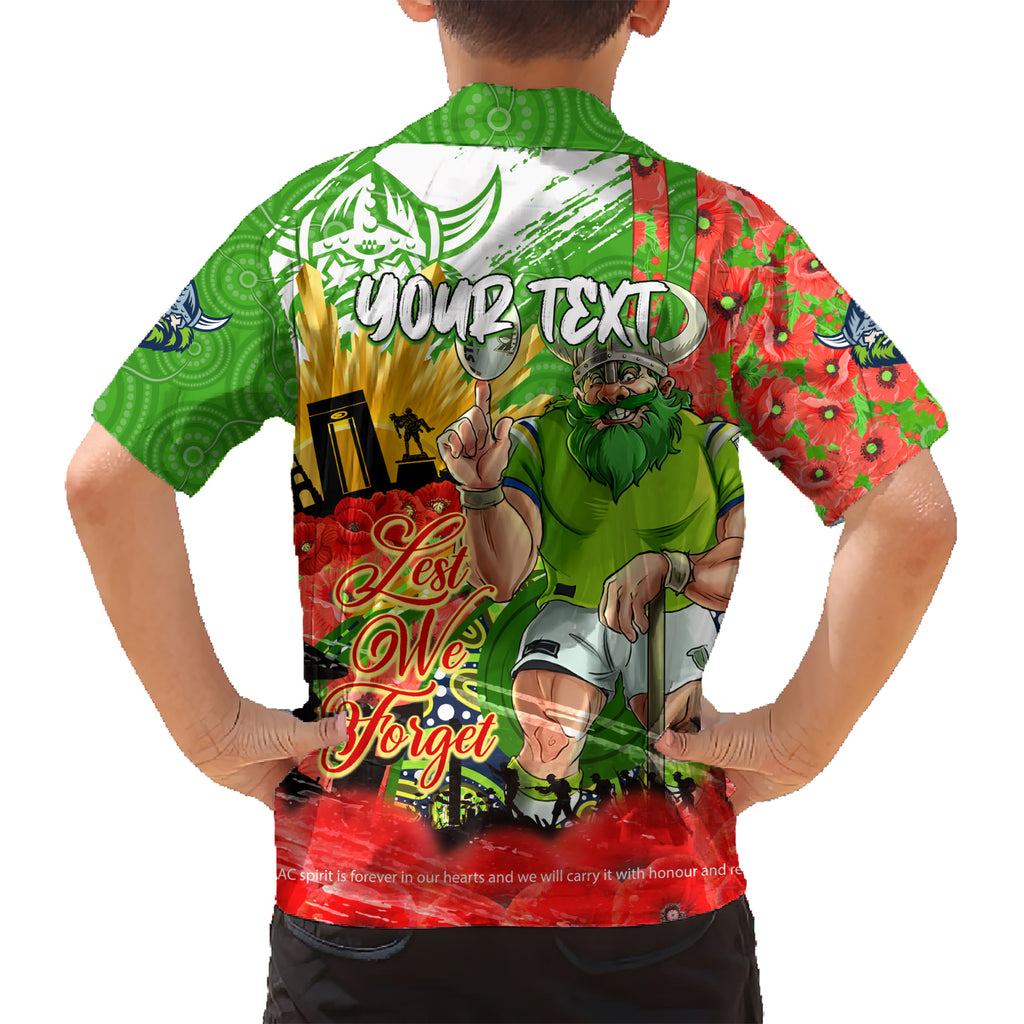 Personalised Mascot Raiders ANZAC Hawaiian Shirt Lest We Forget