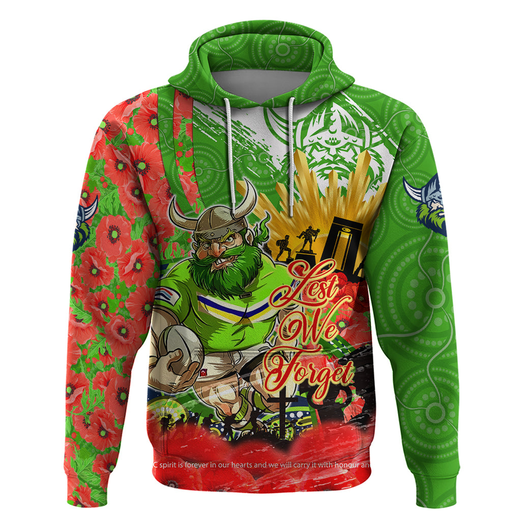 Personalised Mascot Raiders ANZAC Hoodie Lest We Forget
