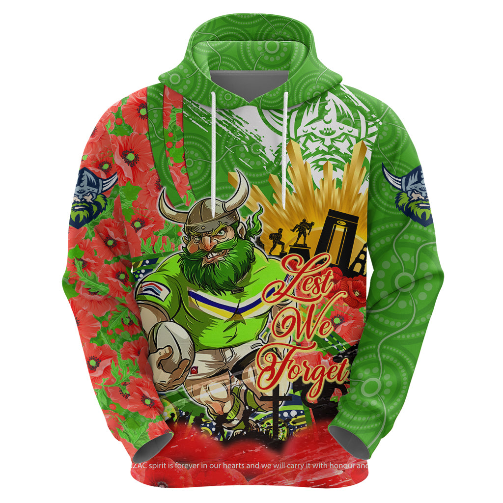 Personalised Mascot Raiders ANZAC Hoodie Lest We Forget