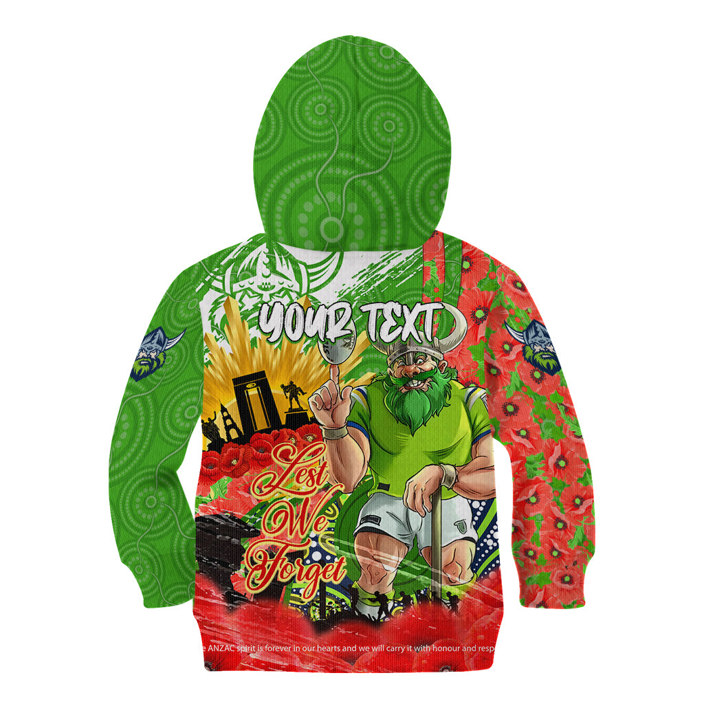 Personalised Mascot Raiders ANZAC Kid Hoodie Lest We Forget