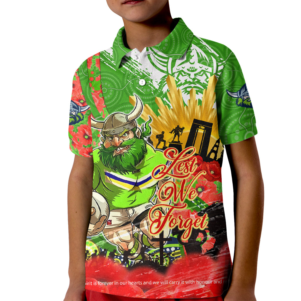 Personalised Mascot Raiders ANZAC Kid Polo Shirt Lest We Forget