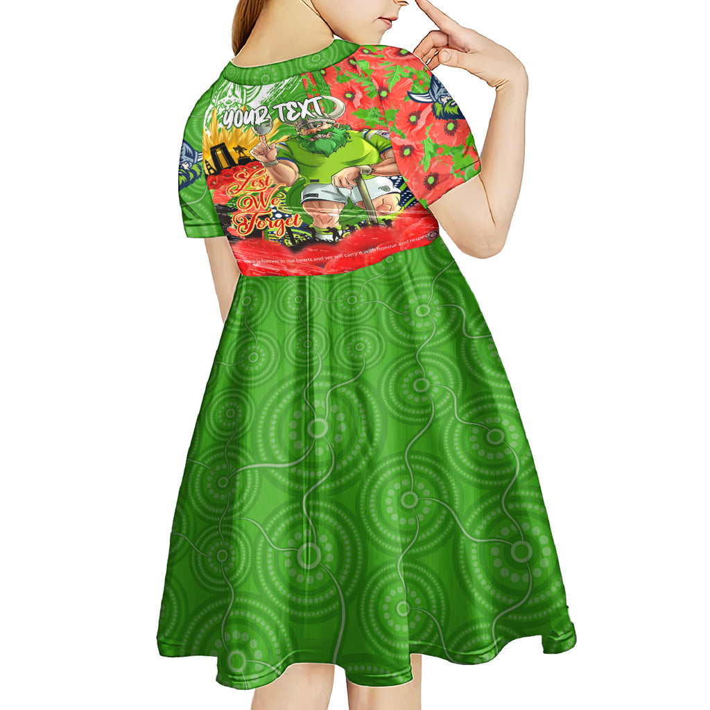 Personalised Mascot Raiders ANZAC Kid Short Sleeve Dress Lest We Forget