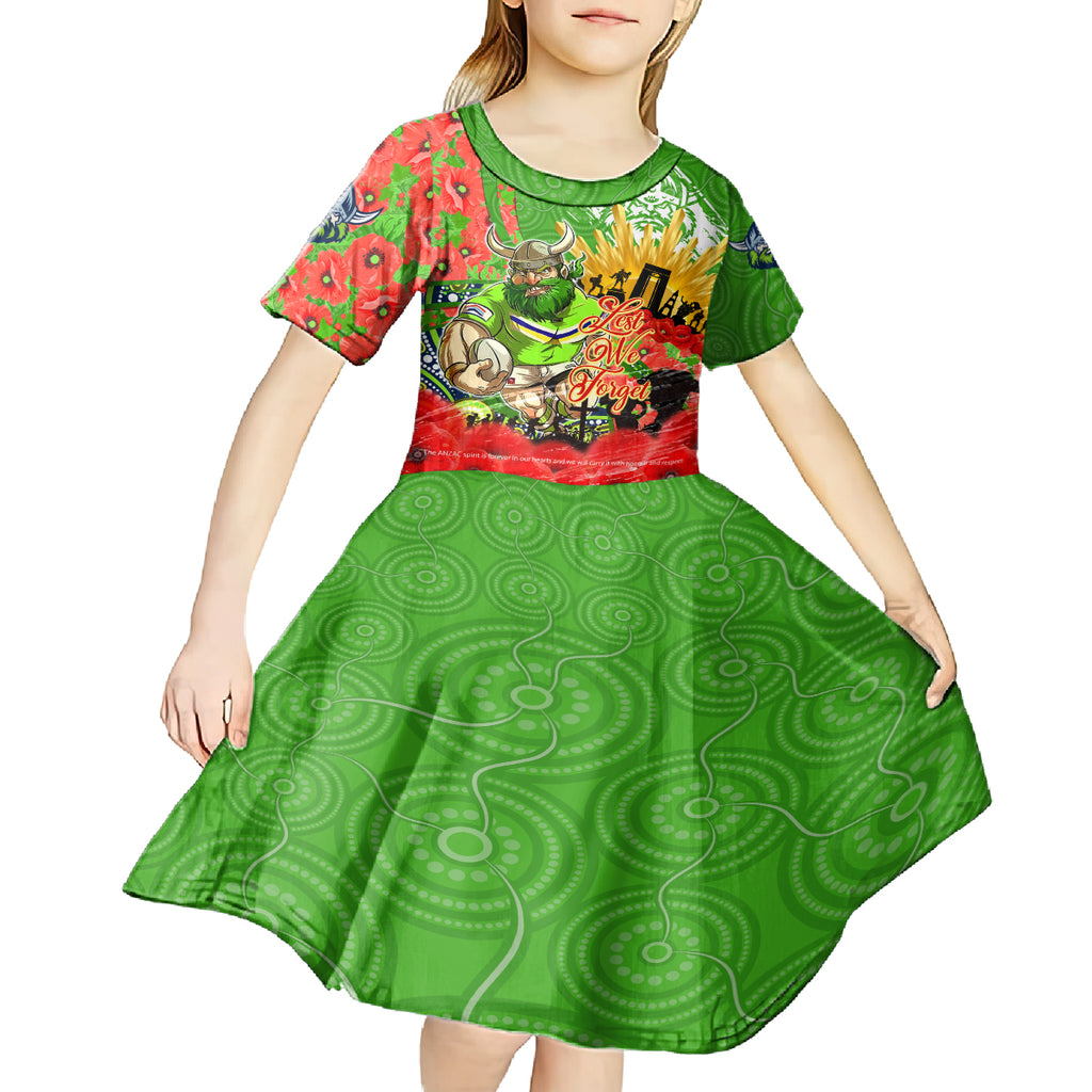 Personalised Mascot Raiders ANZAC Kid Short Sleeve Dress Lest We Forget