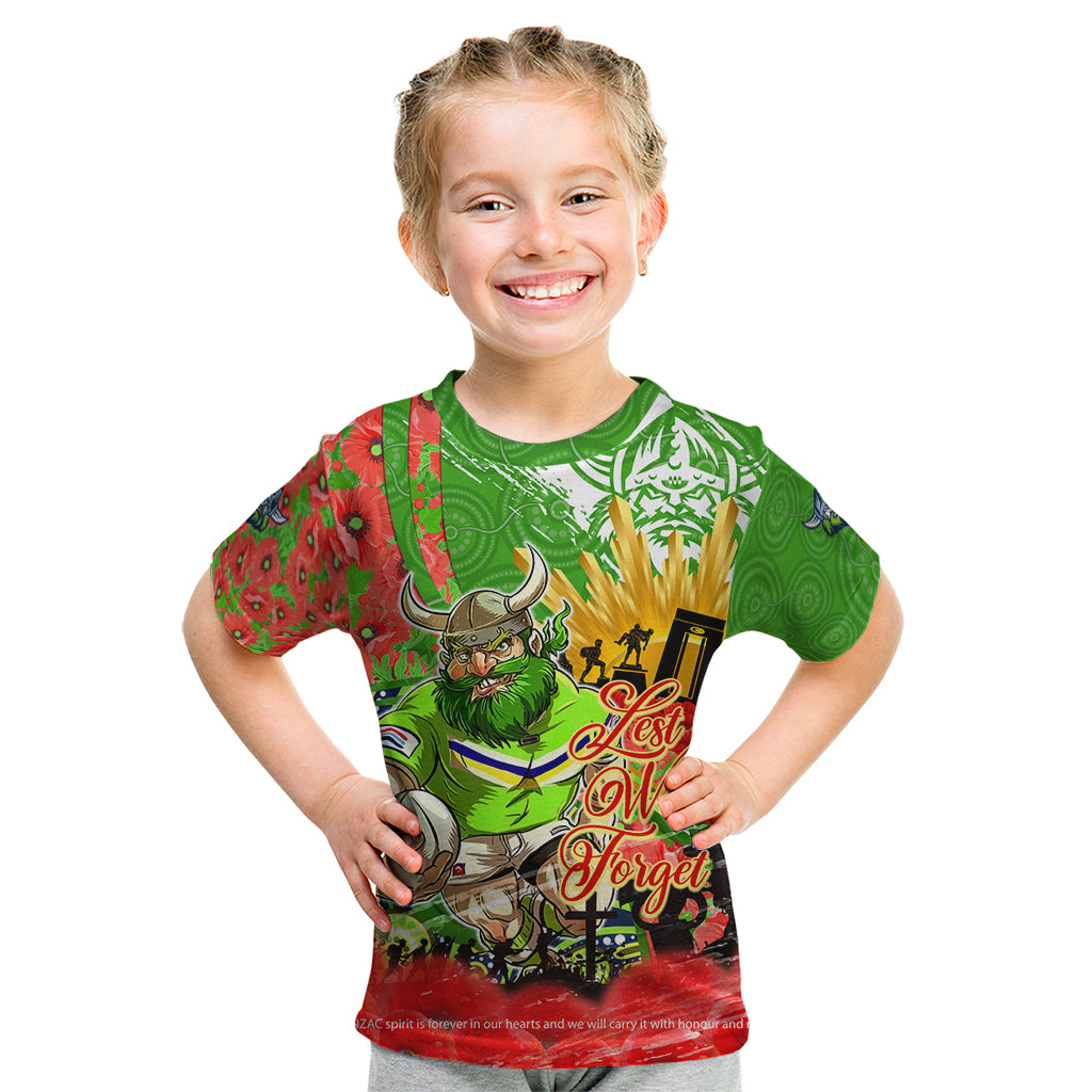 Personalised Mascot Raiders ANZAC Kid T Shirt Lest We Forget