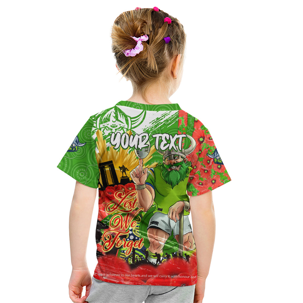 Personalised Mascot Raiders ANZAC Kid T Shirt Lest We Forget