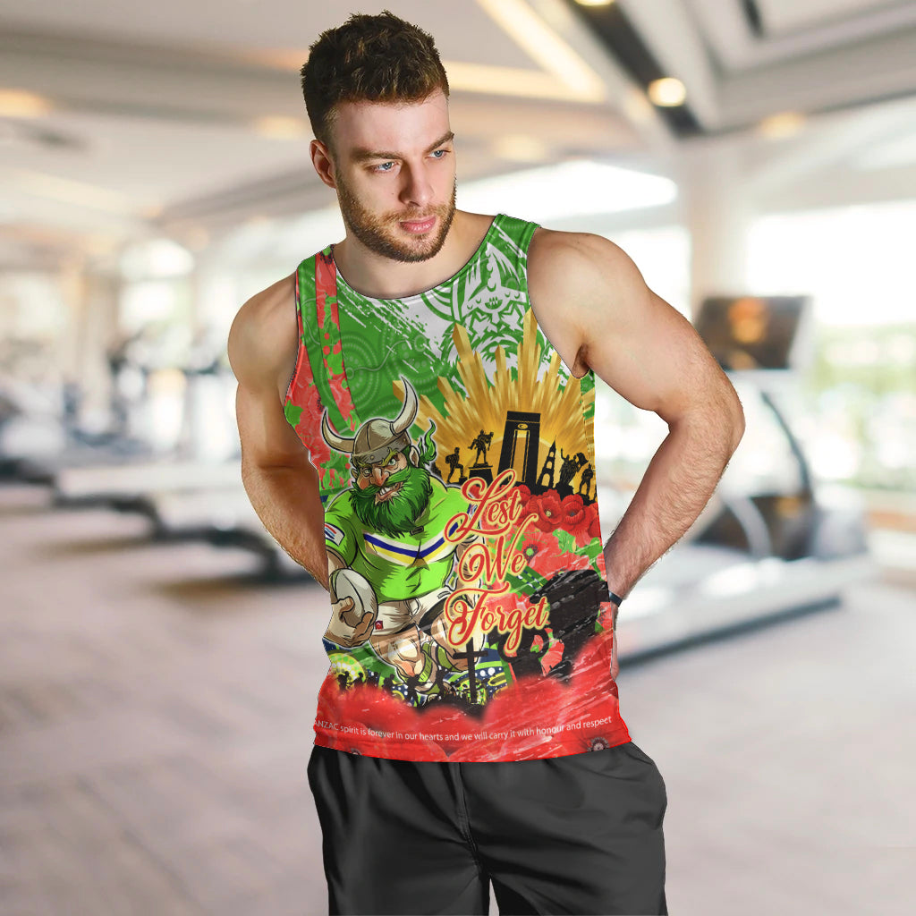 Personalised Mascot Raiders ANZAC Men Tank Top Lest We Forget