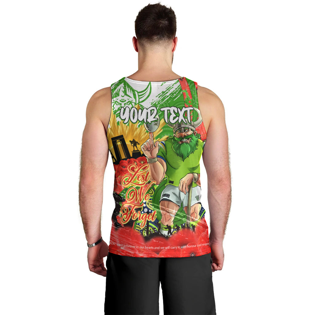 Personalised Mascot Raiders ANZAC Men Tank Top Lest We Forget