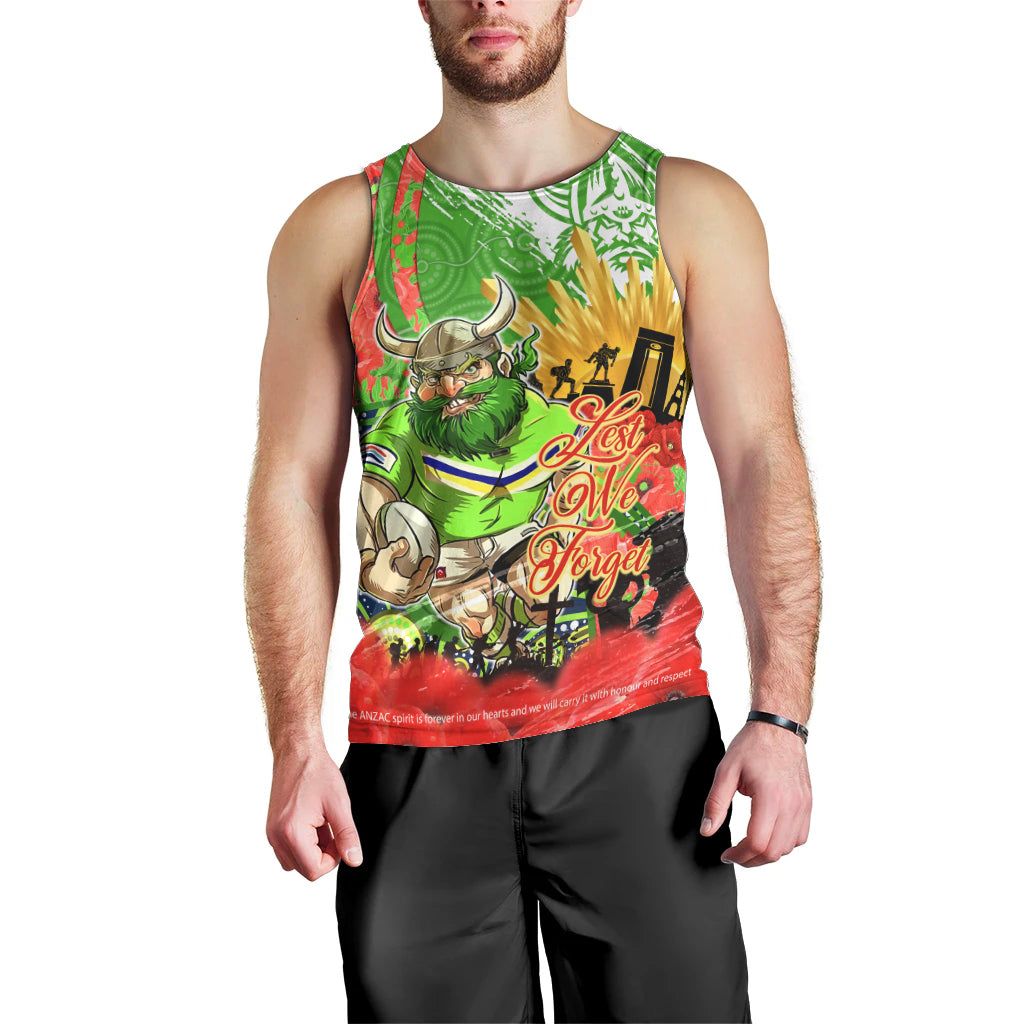 Personalised Mascot Raiders ANZAC Men Tank Top Lest We Forget