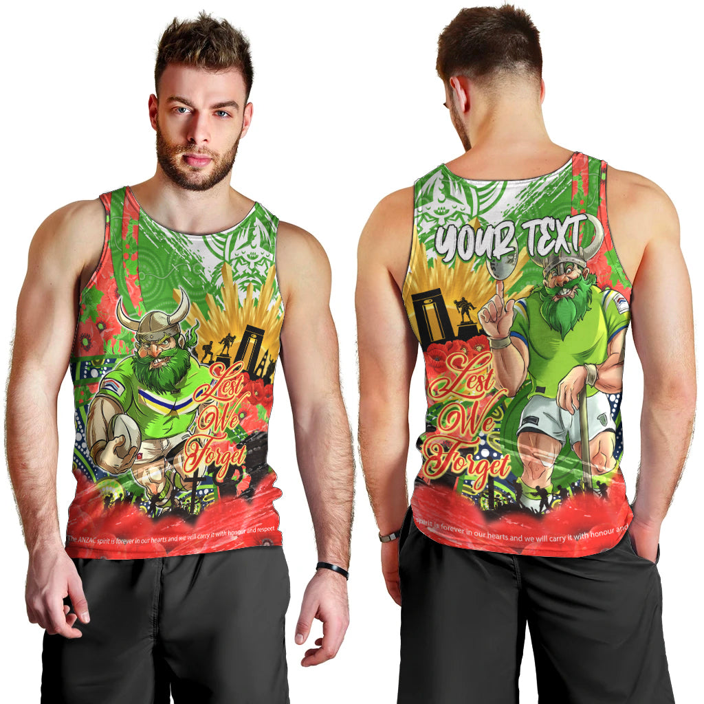 Personalised Mascot Raiders ANZAC Men Tank Top Lest We Forget