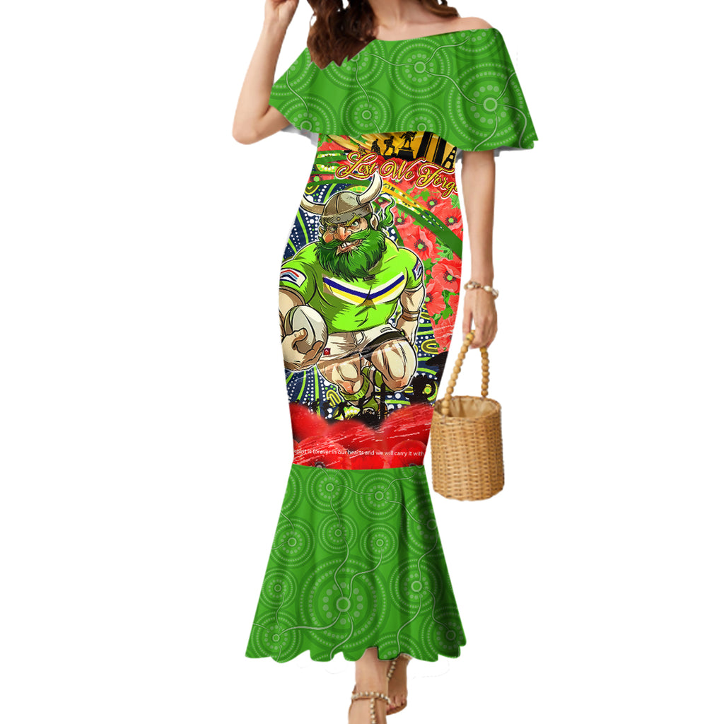 Personalised Mascot Raiders ANZAC Mermaid Dress Lest We Forget