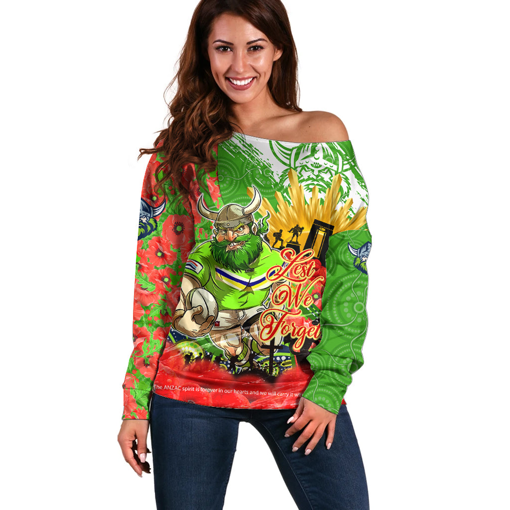 Personalised Mascot Raiders ANZAC Off Shoulder Sweater Lest We Forget