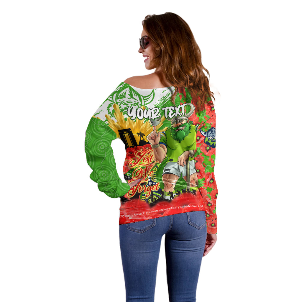 Personalised Mascot Raiders ANZAC Off Shoulder Sweater Lest We Forget