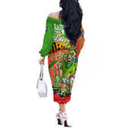 Personalised Mascot Raiders ANZAC Off The Shoulder Long Sleeve Dress Lest We Forget